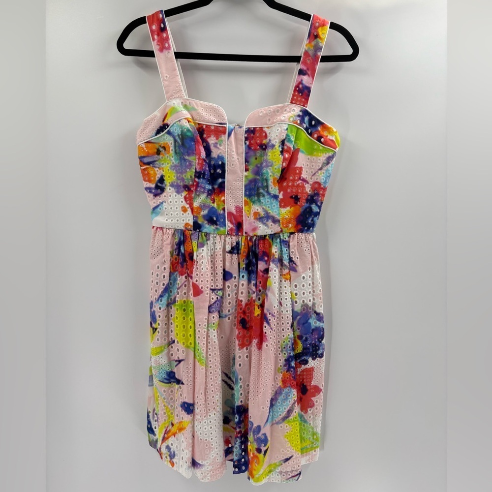 Trina Turk Elin wedding party Watercolor Floral Eyelet Fit & Flare Dress size 4